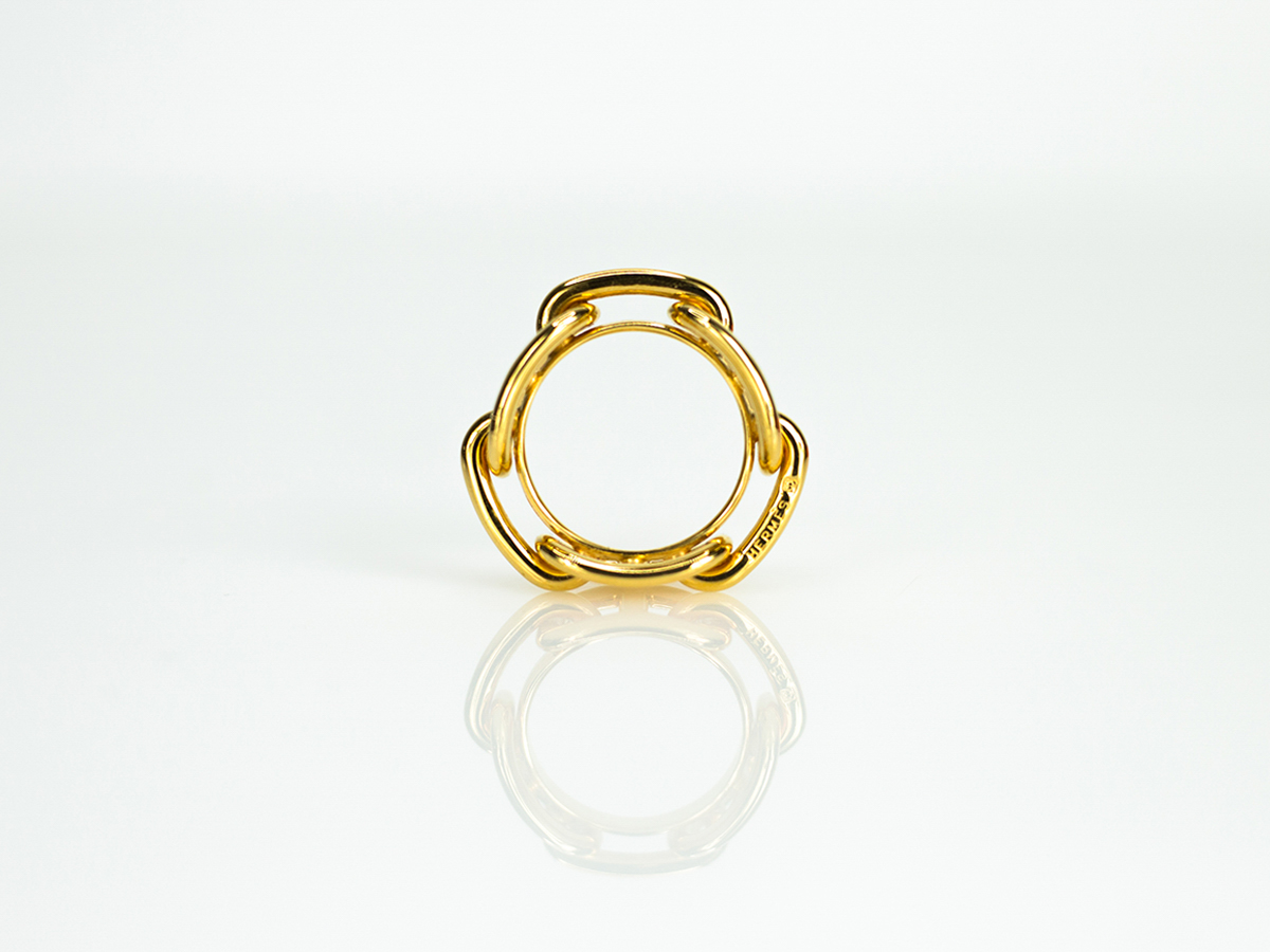 Hermes Scarf Ring Collie Ed Cyan Gp Gold Unisex