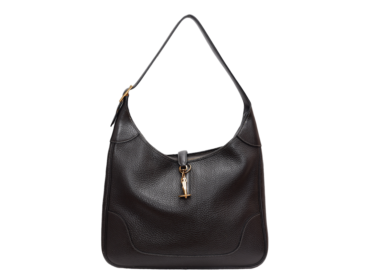Hermès Trim Dark Grey Togo Leather Shoulder Bag - Preowned