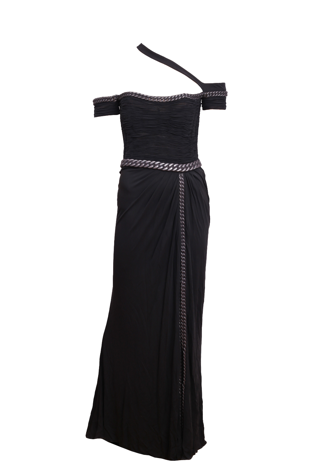 Versace Black Viscose Chain Maxi Dress - Preowned