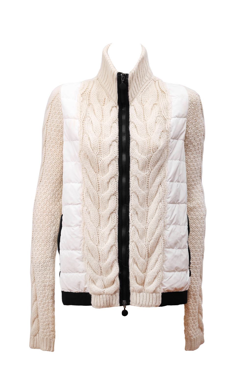 Moncler Knit And Down White Puffer Jacket - Preowned